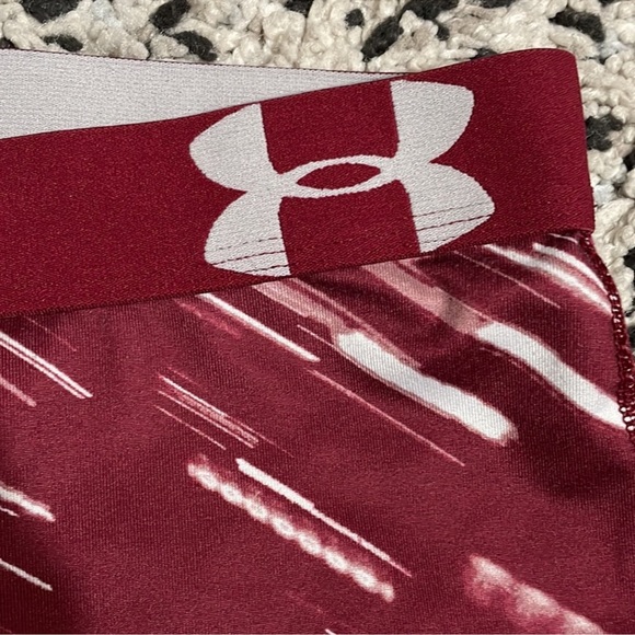 Under Armour Women’s Athletic Booty Shorts Boston College Logo Burgundy White - Picture 2 of 5